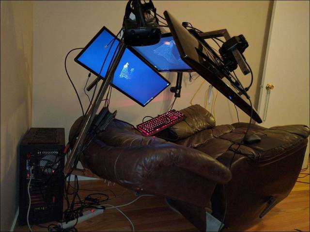 recliner gaming setup