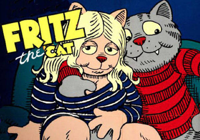 First X-rated cartoon: Ralph Bakshi’s 1972 feature-length Fritz the Cat, based on the character created by often-dirty underground cartoonist R. Crumb, got the adults-only X-rating, probably because of the scene in which Fritz the Cat has group sex.