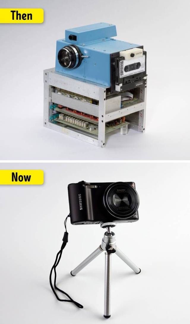 Digital cameras: To capture a beautiful moment with digital clarity, we can simply press a button on our cell phone or reach for a small and versatile camera. But, back in 1975, you would’ve had to use a device weighing 8 lbs, fitted with a cassette player. Incidentally, this first digital camera was powered by 16 batteries!