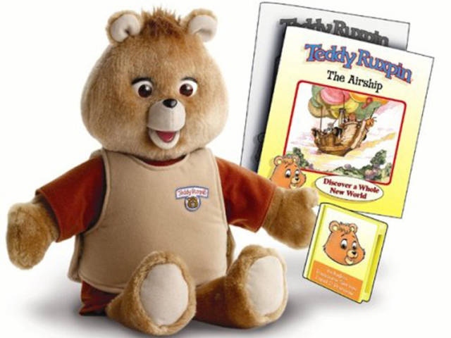 1985: Teddy Ruxpin - This animatronic bear became a beloved child's toy after it was released. The eyes blinked and his mouth moved as he read stories — thanks to a cassette player in his back — to children. His popularity led to the creation of an animated series.