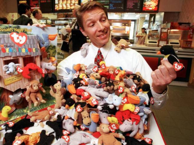1995: Beanie Babies - This bean-filled line of stuffed animals was launched in 1993, but it wasn't until 1995 when the craze began and people started to collect them. The company created creatures for a limited time, which drove the prices up as people tried to collect them all.