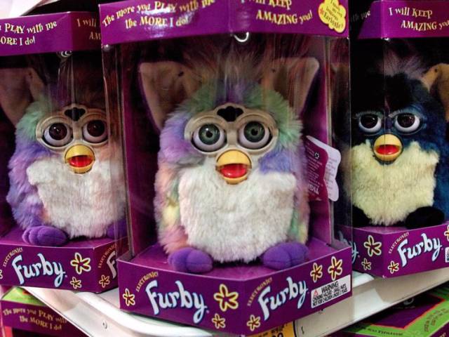 1998: The Furby - These robotic talking creatures were simultaneously cute and creepy, which may be why Furbies became so popular. They even have their own language: Furbish. Millions of these big-eared creatures were sold during their first three years and, somehow, they are still around.