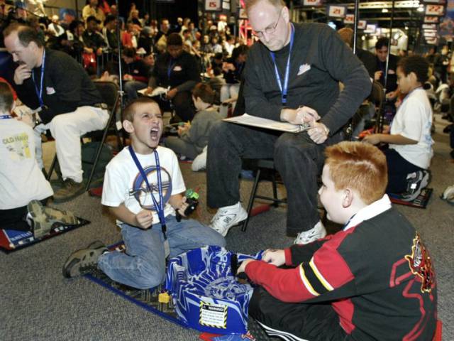 2002: The Beyblade - Though initially launched in 2000, Beyblades began to be sold internationally by Hasbro in 2002. The toy let you launch spinning tops on the ground and "battle" others in a small plastic stadium by smashing into them. Kids even entered official competitions against each other. The toy's popularity resulted in a TV series.