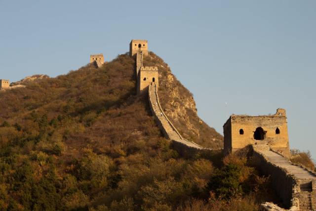 MYTH: The Great Wall of China is the only man-made structure visible from space.
It all depends on where you believe space begins above Earth.
From the International Space Station, 250 miles up, you can see the Great Wall and many other man-made structures. Tiny satellites that orbit even closer than that can see objects like Apple's spaceship campus.
From the moon, you can't see any structures at all — only a dim glow of city lights.