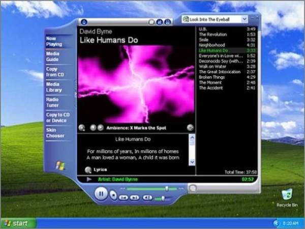 The OG Windows Media Player with the hypnotizing screensavers