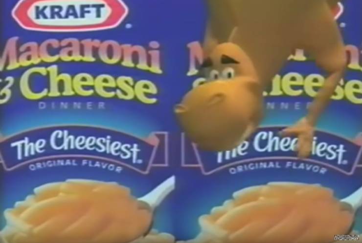 This dinosaur mascot that was a little too into Kraft Macaroni & Cheese