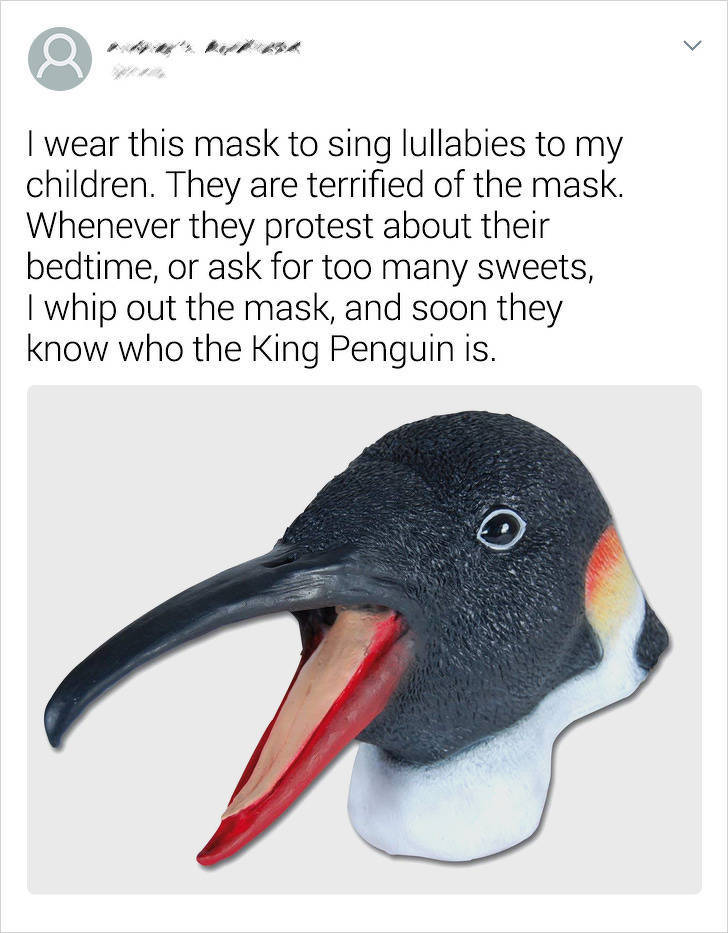 penguin mask amazon - I wear this mask to sing lullabies to my children. They are terrified of the mask. Whenever they protest about their bedtime, or ask for too many sweets, I whip out the mask, and soon they know who the King Penguin is.