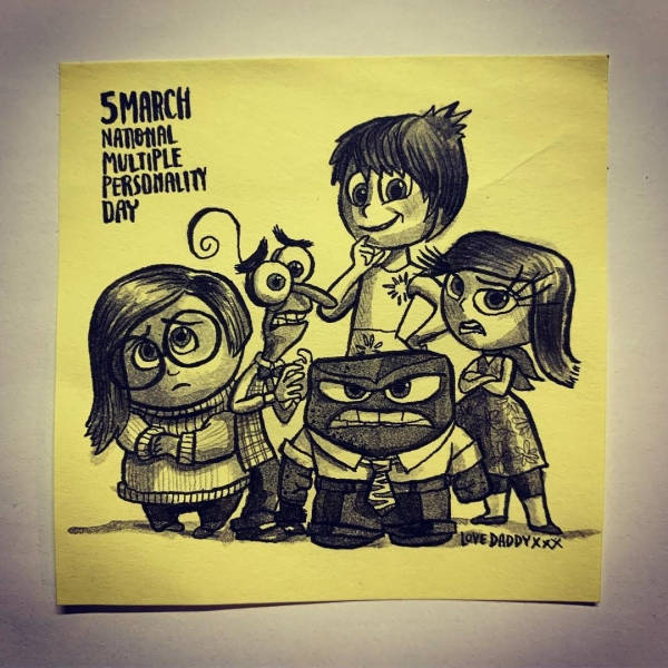 Daughter Receives Post-It Note Artwork From Her Dad In Her Lunch