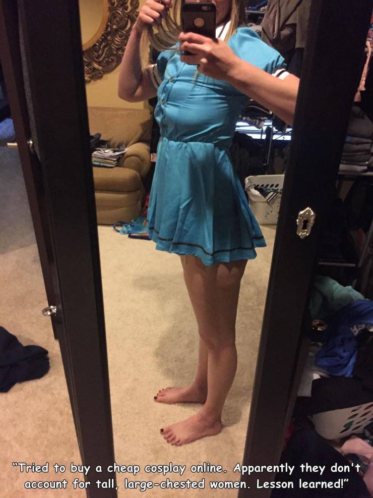 shoulder - "Tried to buy a cheap cosplay online. Apparently they don't account for tall, largechested women. Lesson learned!"