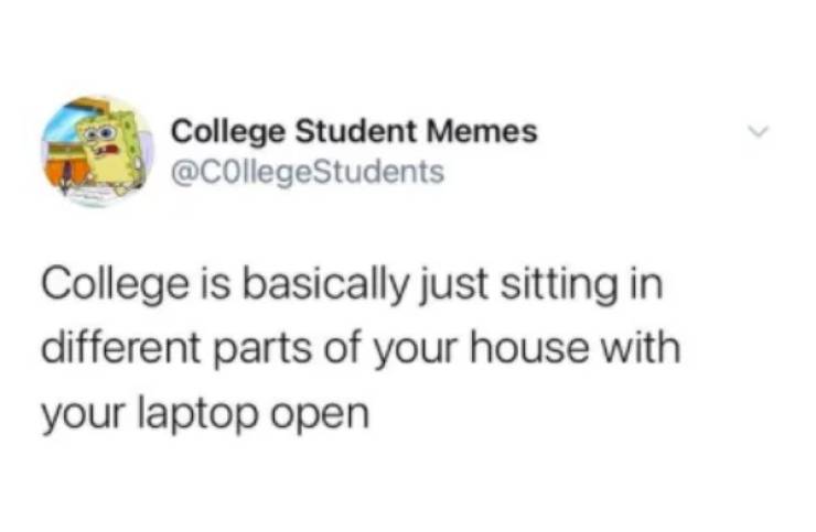 diagram - College Student Memes Students College is basically just sitting in different parts of your house with your laptop open