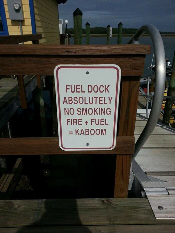 signage - Fuel Dock Absolutely No Smoking Fire Fuel Kaboom