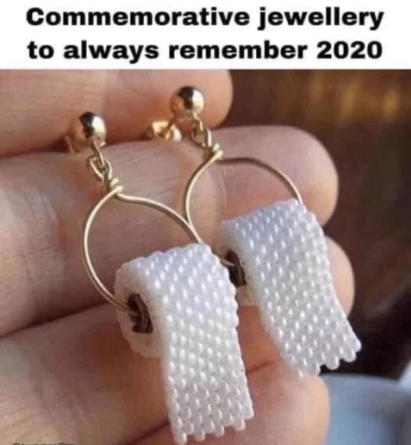 commemorative toilet paper earrings - Commemorative jewellery to always remember 2020