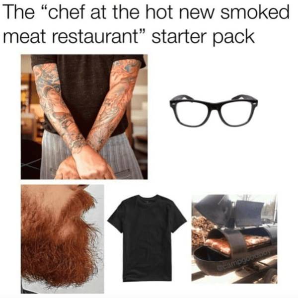 glasses - The chef at the hot new smoked meat restaurant" starter pack