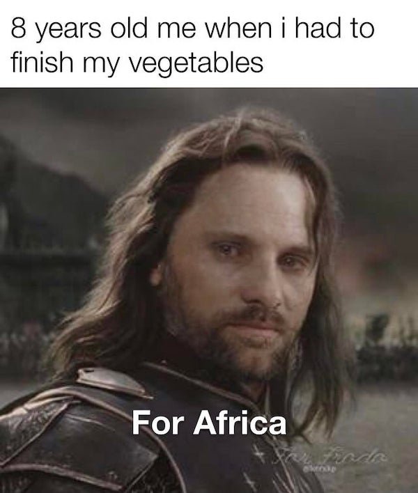 funny truth memes - 8 years old me when i had to finish my vegetables For Africa