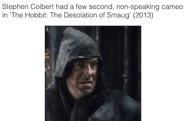 photo caption - Stephen Colbert had a few second, nonspeaking cameo in 'The Hobbit The Desolation of Smaug' 2013