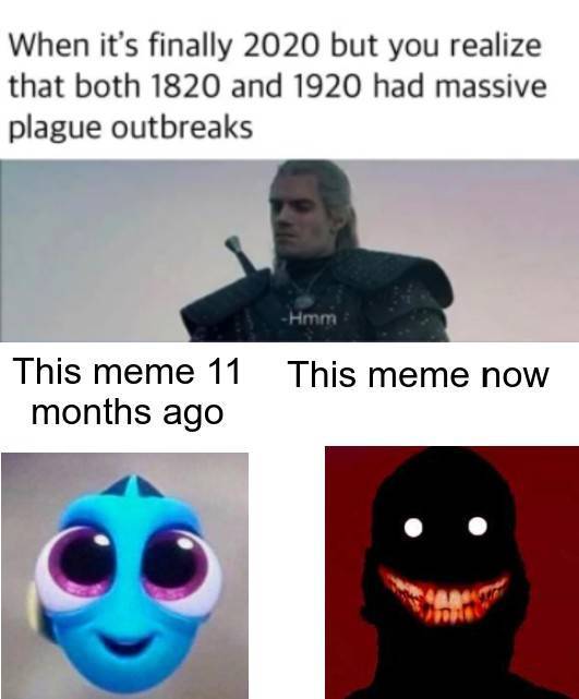 funny memes - When it's finally 2020 but you realize that both 1820 and 1920 had massive plague outbreaks Hmm This meme 11 This meme now months ago