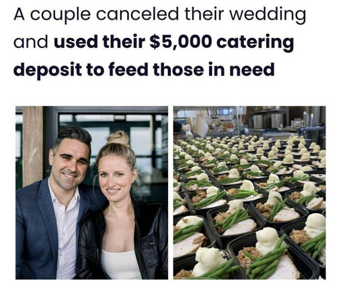 inspirational photos - A couple canceled their wedding and used their $5,000 catering deposit to feed those in need