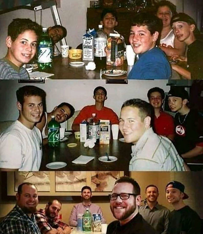 inspirational photos - friendship goals funny group of guys taking the same picture every year