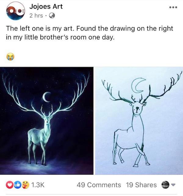 reindeer - ... Jojoes Art 2 hrs The left one is my art. Found the drawing on the right in my little brother's room one day. Od 49 19