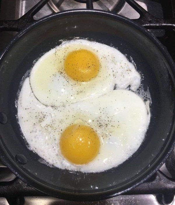 “My eggs came out very balanced this morning.”