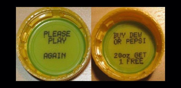 pepsi bottle caps 90's - Please Play Buy Dew Or Pepsi Again 20oz Get 1 Free