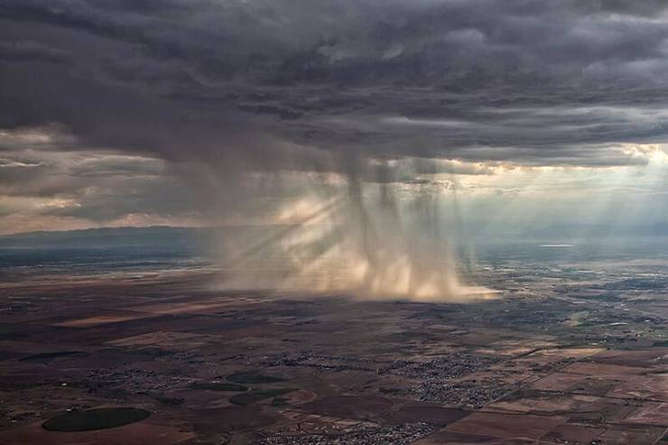 Rainstorm over the city of Denver.