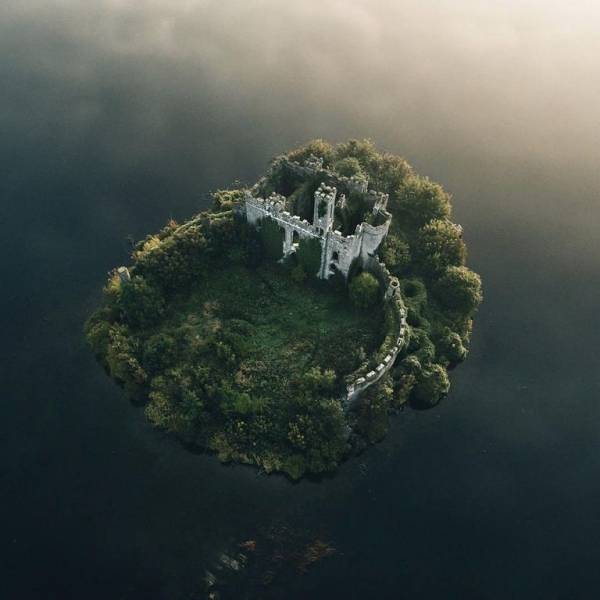 Castle on an island in Ireland.