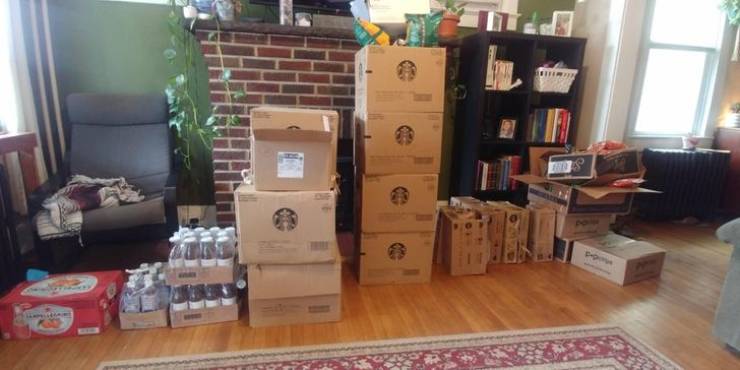 "Can you say coffee?? Pulled a bunch of cases of Starbucks coffee, along with some lesser known brands. A few cases of the teas, Pop chips, Pita chips. It was a good morning!!"