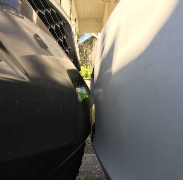 "My parking job behind my friends car."