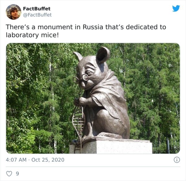 russian lab mouse statue - FactBuffet There's a monument in Russia that's dedicated to laboratory mice!