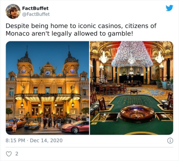 monte carlo casino - FactBuffet Despite being home to iconic casinos, citizens of Monaco aren't legally allowed to gamble! pl 0 2.