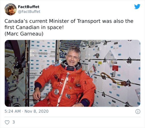 astronaut marc garneau - FactBuffet Canada's current Minister of Transport was also the first Canadian in space! Marc Garneau 3