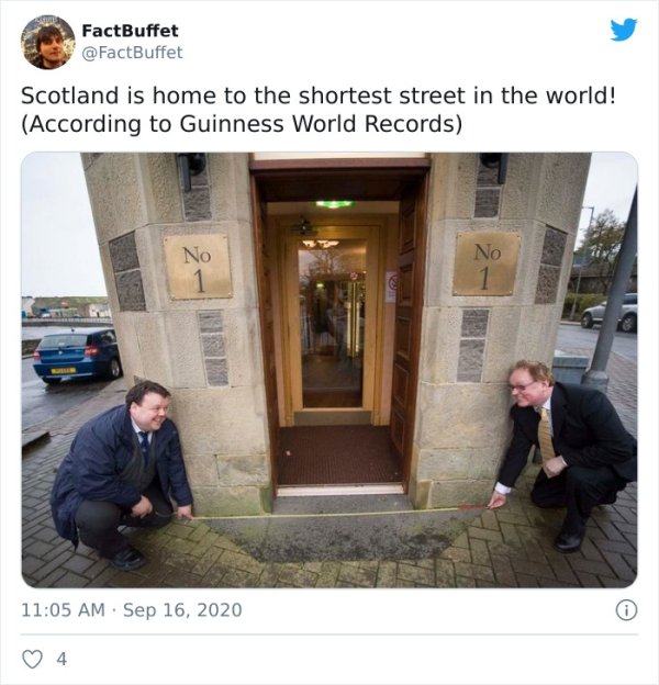 Ebenezer Place - FactBuffet Scotland is home to the shortest street in the world! According to Guinness World Records No 1 No 1 .