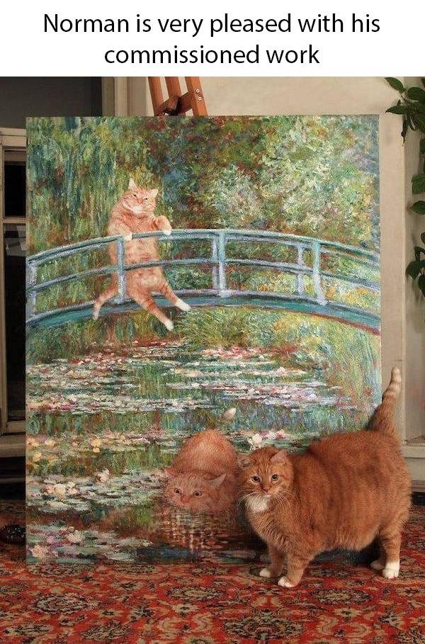 claude monet cats - Norman is very pleased with his commissioned work