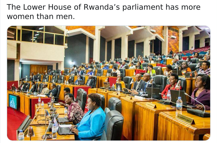 rwanda legislature - The Lower House of Rwanda's parliament has more women than men.