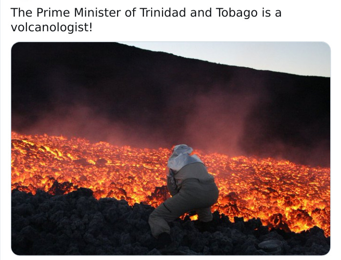 heat - The Prime Minister of Trinidad and Tobago is a volcanologist!