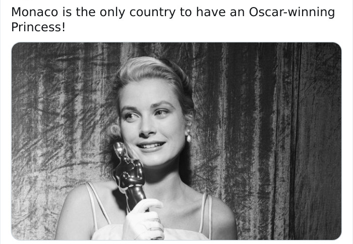 grace kelly oscar - Monaco is the only country to have an Oscarwinning Princess!