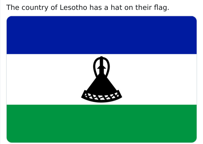 diagram - The country of Lesotho has a hat on their flag.