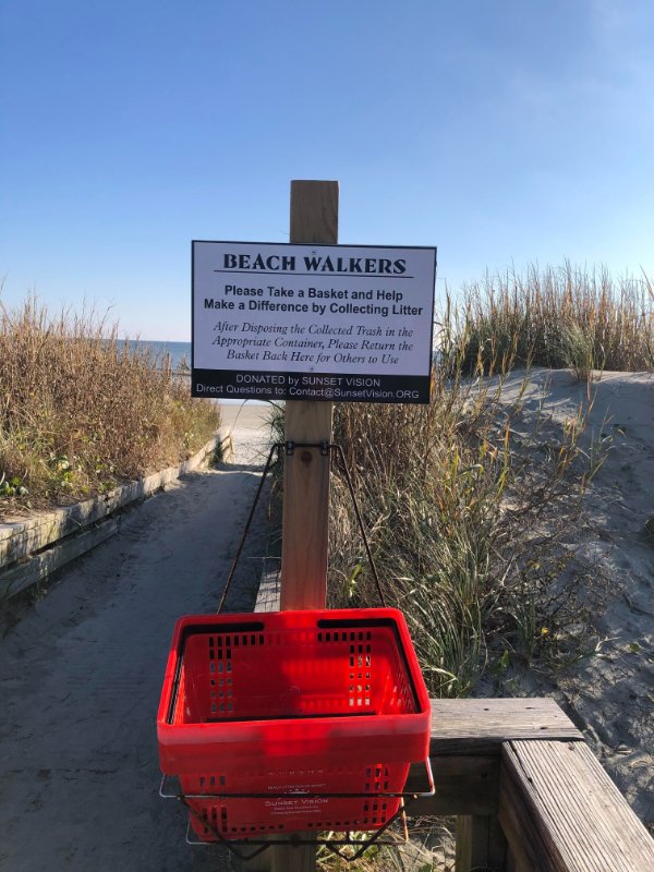 car - Beach Walkers Please Take a Basket and Help Make a Difference by Collecting Litter After Disposing the Collected Trash in the Appropriate Container, Please Return the Basket Back Here for Others to Use Donated by Sunset Vision Direct Questions to Co