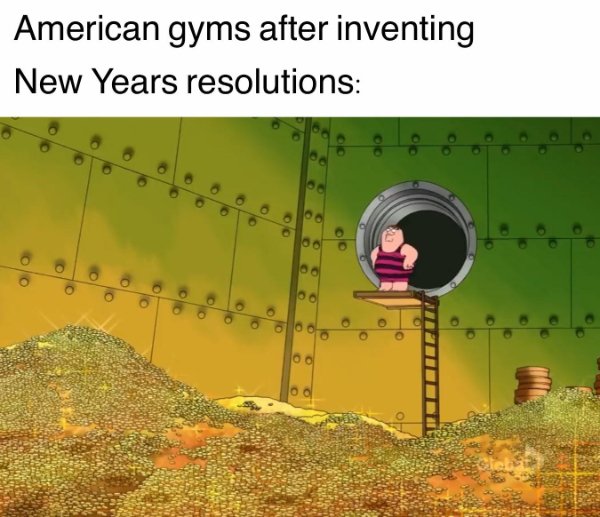 funny memes - scrooge mcduck swimming in money - American gyms after inventing New Years resolutions