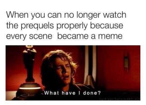 star wars memes - When you can no longer watch the prequels properly because every scene became a meme What have I done?