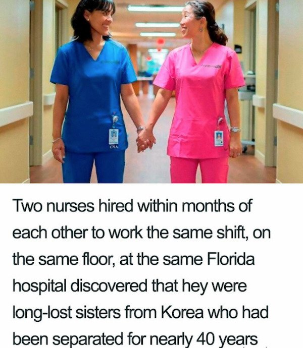 shoulder - Cna Two nurses hired within months of each other to work the same shift, on the same floor, at the same Florida hospital discovered that hey were longlost sisters from Korea who had been separated for nearly 40 years