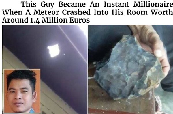 indonesian man meteorite - This Guy Became An Instant Millionaire When A Meteor Crashed Into His Room Worth Around 1.4 Million Euros