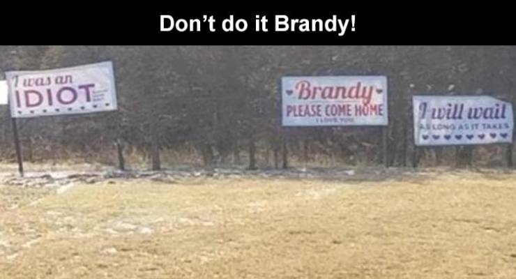 soil - Don't do it Brandy! 17 was an Idiot Brandy Please Come Home I will wail Long As It Takes