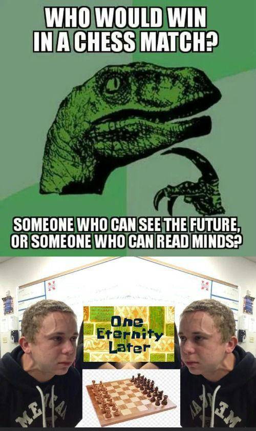 philosoraptor meme minecraft - Who Would Win In A Chess Match? Someone Who Can See The Future, Or Someone Who Can Read Minds? One Eternity Later fee Me