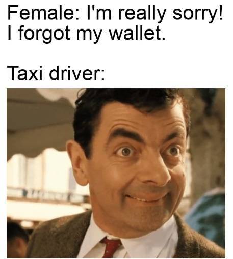 photo caption - Female I'm really sorry! I forgot my wallet. Taxi driver