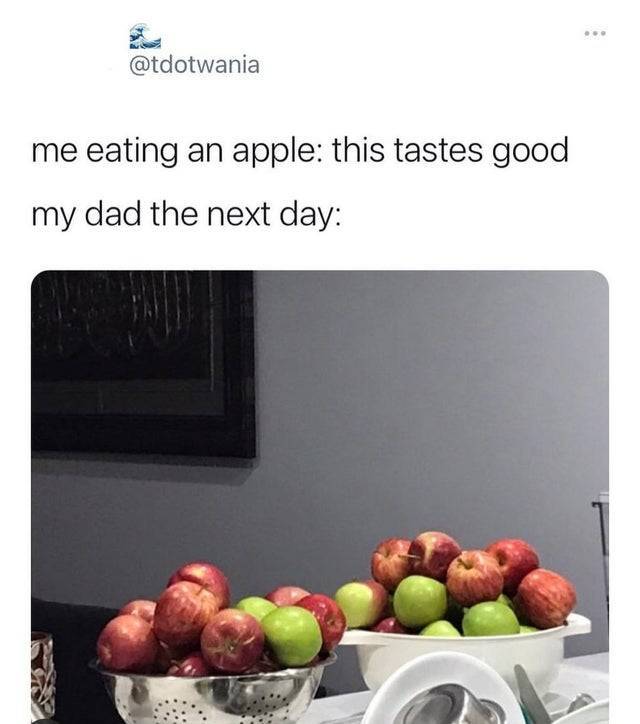local food - . me eating an apple this tastes good my dad the next day