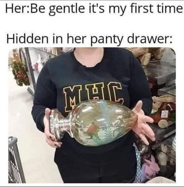 funny memes - Her Be gentle it's my first time Hidden in her panty drawer