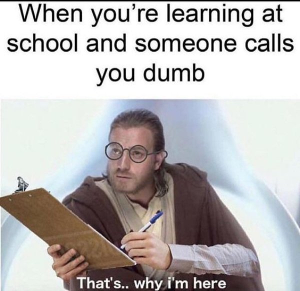 funny memes - When you're learning at school and someone calls you dumb That's.. why i'm here