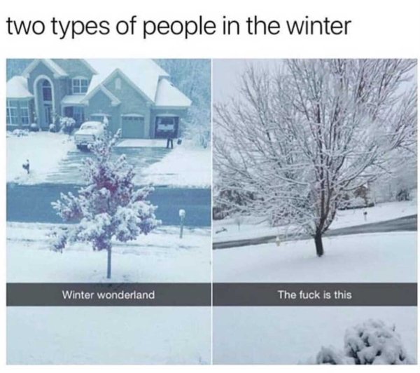 two types of people in winter - two types of people in the winter Winter Wonderland The fuck is this